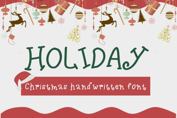 Holiday handwritten Christmas font preview with flowing script letters and festive swashes for cards and branding