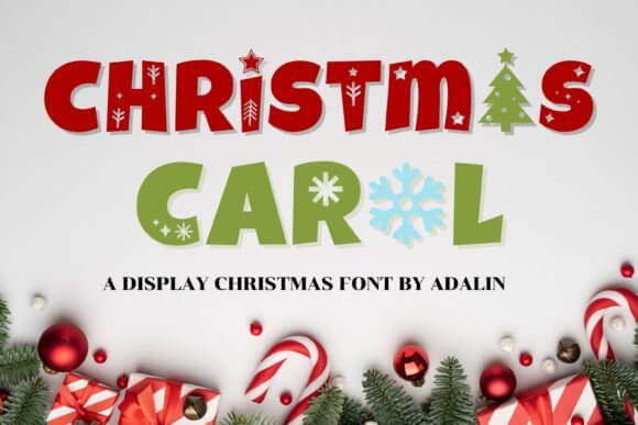Classic serif Christmas font with vintage carol book aesthetic