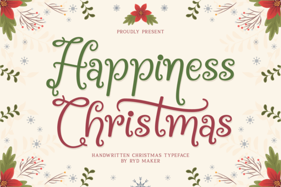 Happiness Christmas rounded handwritten font for cozy holiday merch and prints