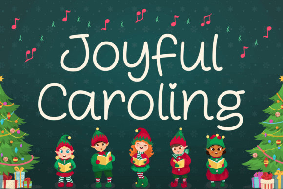 Joyful Caroling energetic handwritten script font for musical holiday graphics