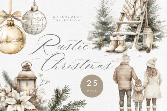 Rustic Boho Christmas Clipart With Terracotta And Natural Textures
