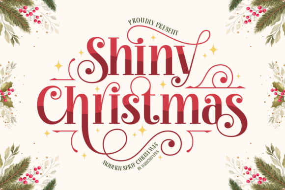 Shiny Christmas handwritten font with glossy rounded strokes for premium holiday packaging