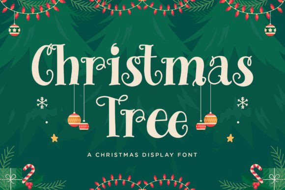 Christmas Tree bold decorative holiday font featuring tree-inspired forms perfect for seasonal posters and signage