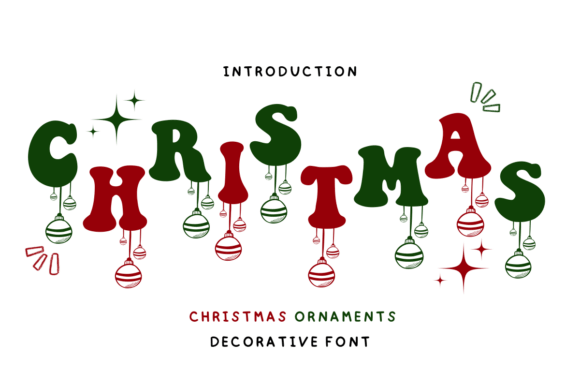 Christmas Ornaments decorative handwritten font with embellished holiday lettering and festive ornamental details