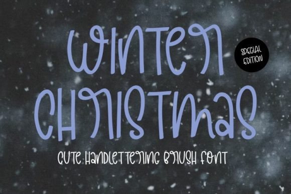 Winter Christmas font in blue decorative serif style featuring winter accents for festive headlines