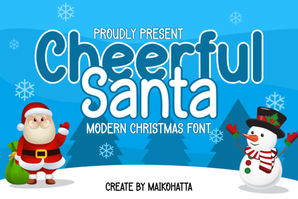 Cheerful Santa script font in light blue with friendly rounded strokes ideal for warm winter branding