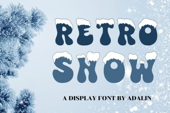 Retro Snow vintage display font in cool blue with subtle grain for nostalgic winter graphics