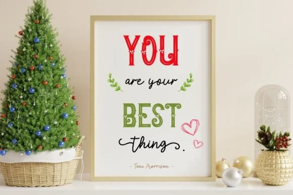 Greeting card design using a handwritten font script headline and clean sans subtext