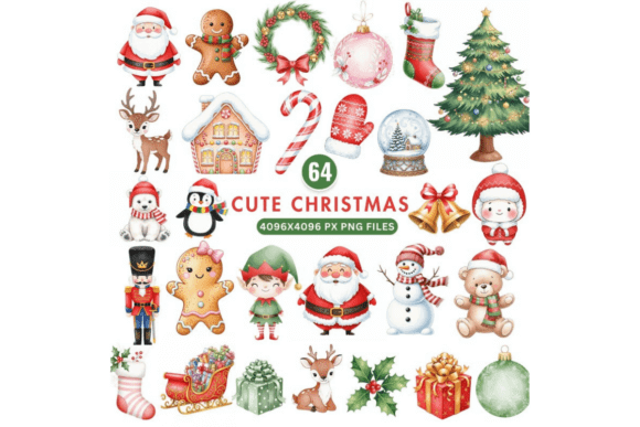 Cute Watercolor Santa Clipart PNG With Playful Expressions