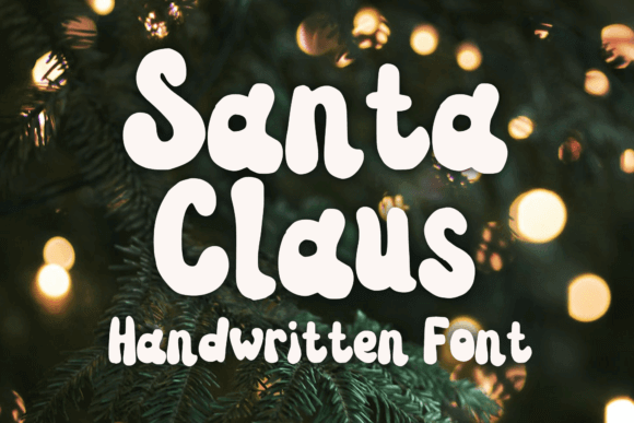 Santa Claus bold rounded Christmas font in red-white palette showcasing playful caps perfect for holiday posters and kids products