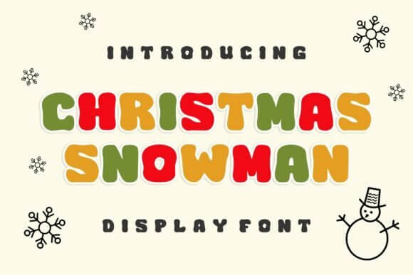 Christmas Snowman bold rounded font with snow accents