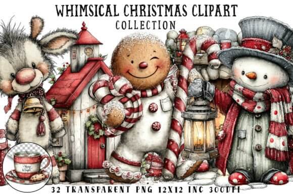 Whimsical Christmas clipart with cozy illustrations for editorial layouts