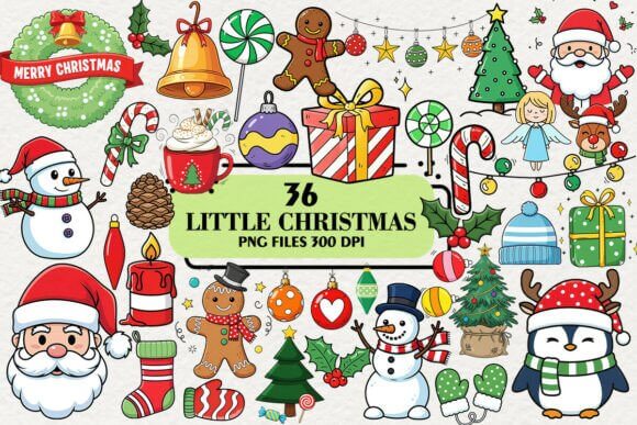 Cute Little Christmas Clipart Bundle Of Small Festive Icons