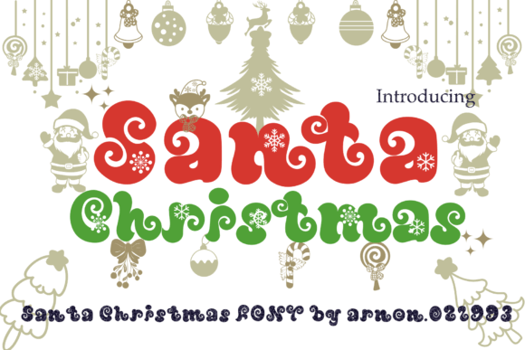 Santa Christmas bold retro cartoon font ideal for cheerful holiday designs