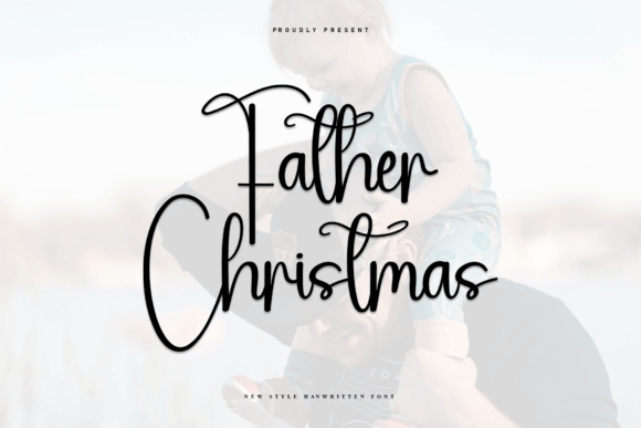Father Christmas vintage handwritten font with nostalgic strokes and retro holiday charm