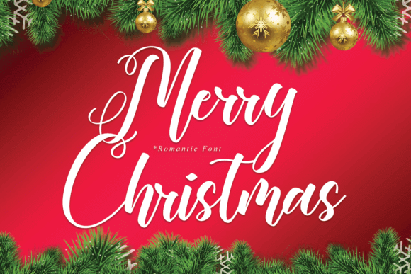 Merry Christmas font preview with festive hand-lettered script for holiday designs