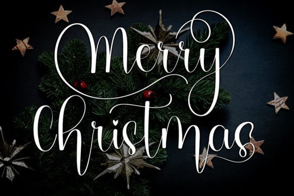 Classic Merry Christmas script with timeless curves for elegant cards