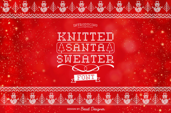 Knitted Santa Sweater font — stitched pixel type for retro apparel