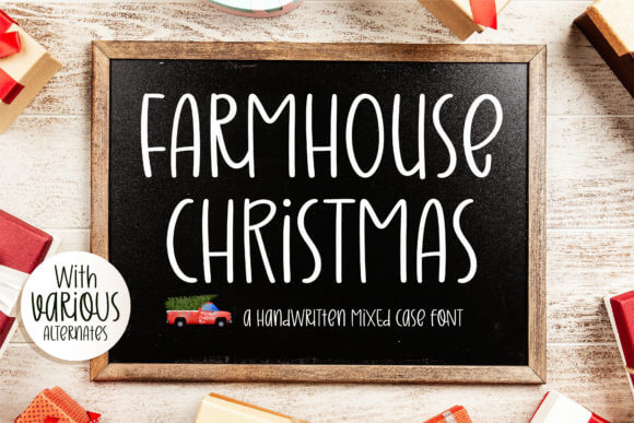Farmhouse Christmas rustic display font for farmhouse decor and labels