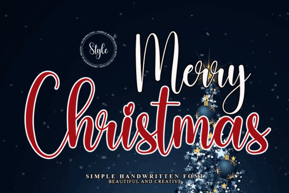 Chunky Merry Christmas script for gift boxes and labels