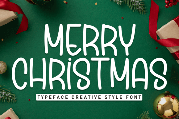 Merry Christmas script font with clean terminals ideal for cards and branding