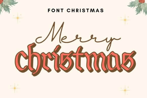 Handlettered Merry Christmas script font ideal for tags and DIY crafts