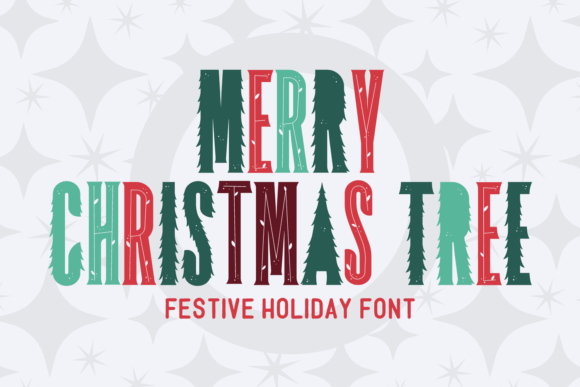 Merry Christmas Tree 402 font — holiday wordmark with tree icon integrated