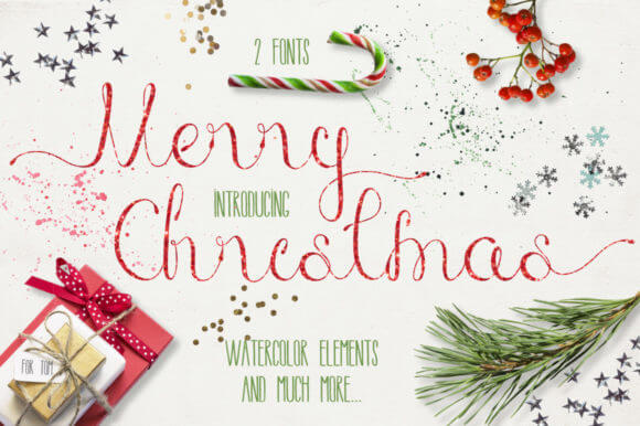 Merry Christmas handwriting font preview for festive branding and DIY crafts