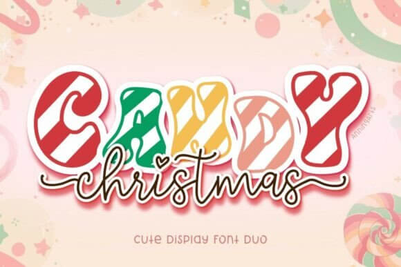 Candy Christmas Duo playful script and sans font pairing kit for holiday designs