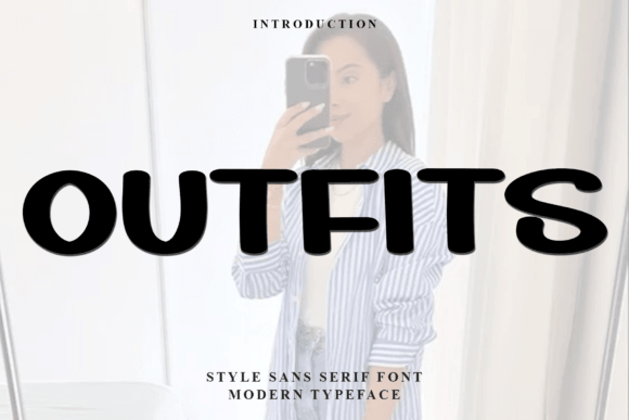 Outfits bold display font preview for presentation fonts and fashion-forward slide titles