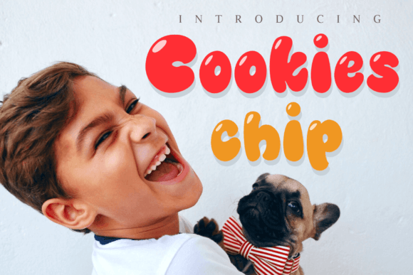 Cookies Chip font preview, playful handwritten style for business fonts on packaging