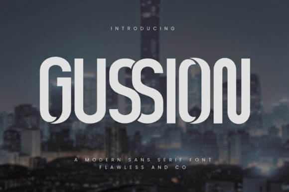Gussion bold display serif font preview for presentation title slides