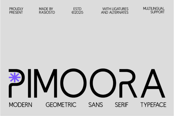 Pimoora modern display font preview for presentation fonts and bold section headers