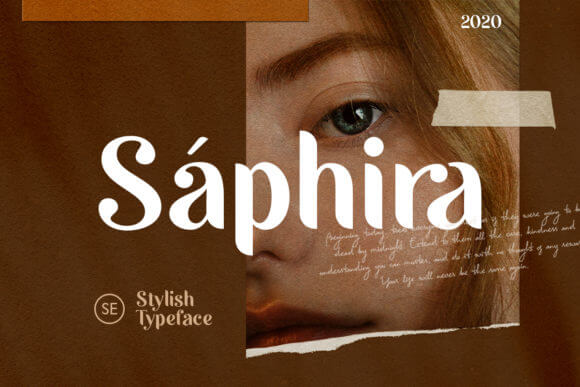 Saphira stylish script font preview for presentation fonts and elegant slide accents