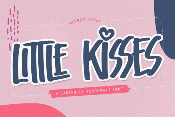 Little Kisses font preview for cute business fonts and soft branding