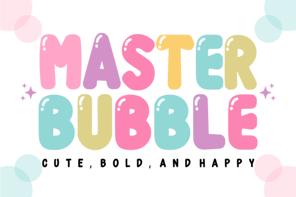 Master Bubble font preview, bubble display lettering for business fonts in playful branding
