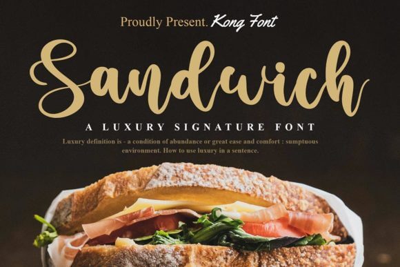 Sandwich playful display font preview for food and cafe branding