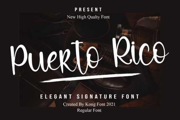 Puerto Rico expressive script font preview for bold brand name lettering