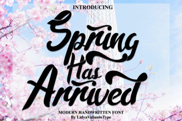 Spring Has Arrived airy script font preview for fresh seasonal branding