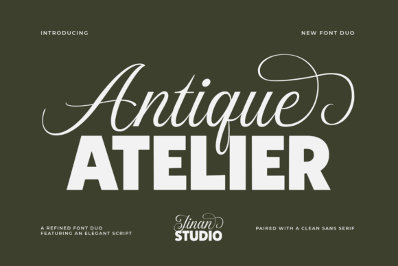 Antique Atelier Duo vintage font pair preview for complete business branding system