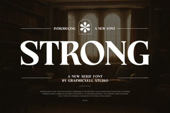 Strong bold display font preview for presentation fonts, big headings, and hero slides