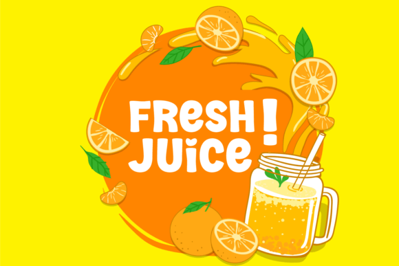Fresh Juice playful display font preview for presentation fonts and creative slide headers