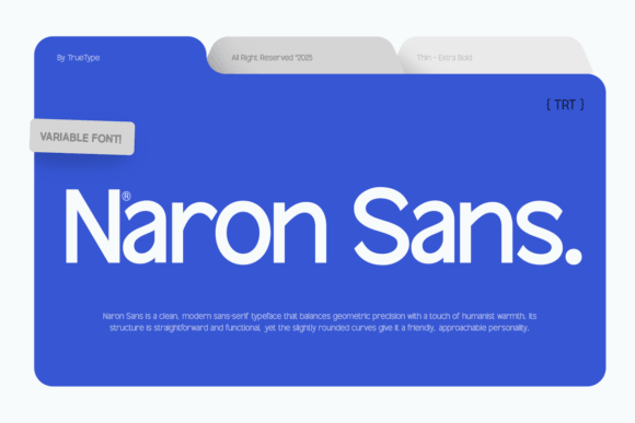 TRT Naron Sans clean sans serif font preview for corporate presentations