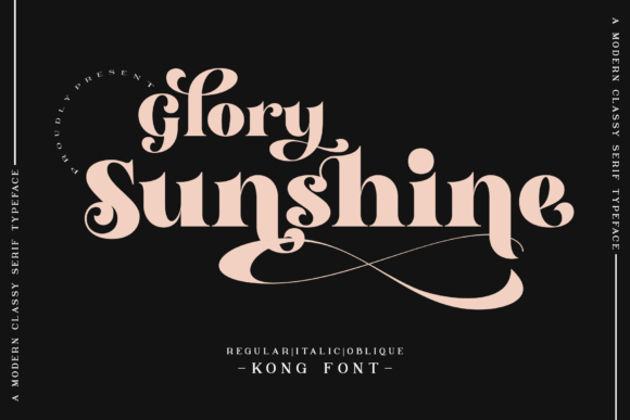 Glory Sunshine bold script font preview for energetic business logos