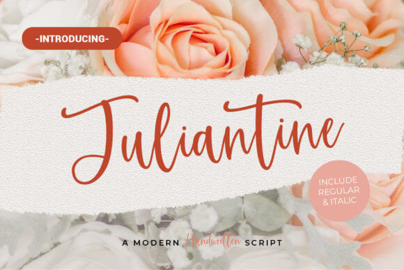 Juliantine script font preview for elegant business fonts and signatures