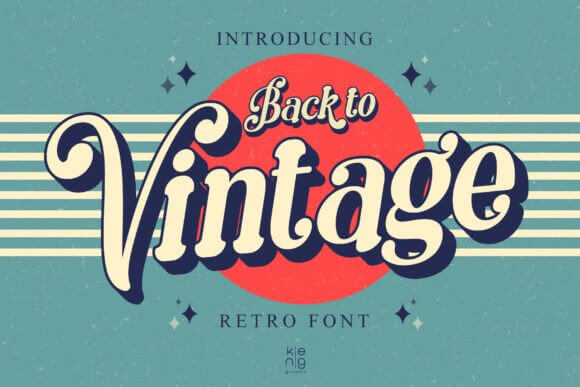 Back To Vintage font preview with bold retro letterforms for vintage fonts design