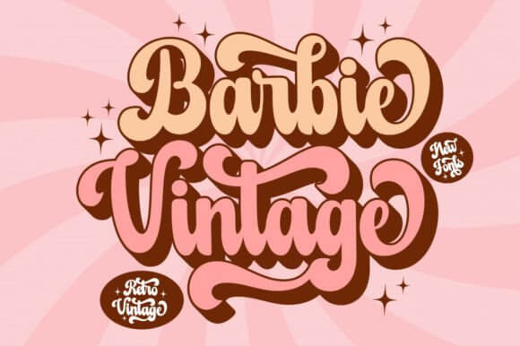 Barbie Vintage font preview with playful retro display letters