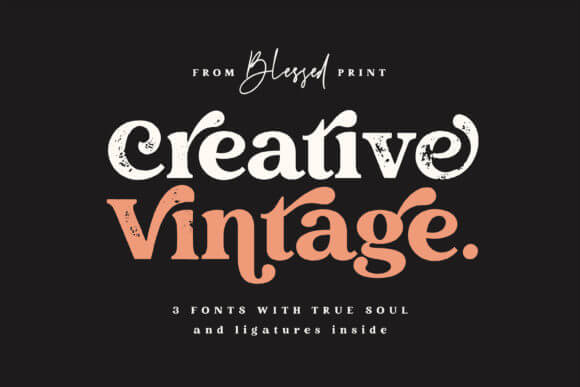 Creative Vintage font preview with retro display lettering and poster-style characters