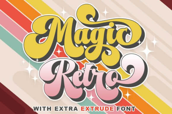 Magic Retro font preview with groovy retro display lettering