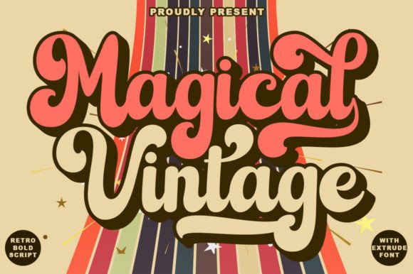 Magical Vintage 2 font preview with groovy retro display letters